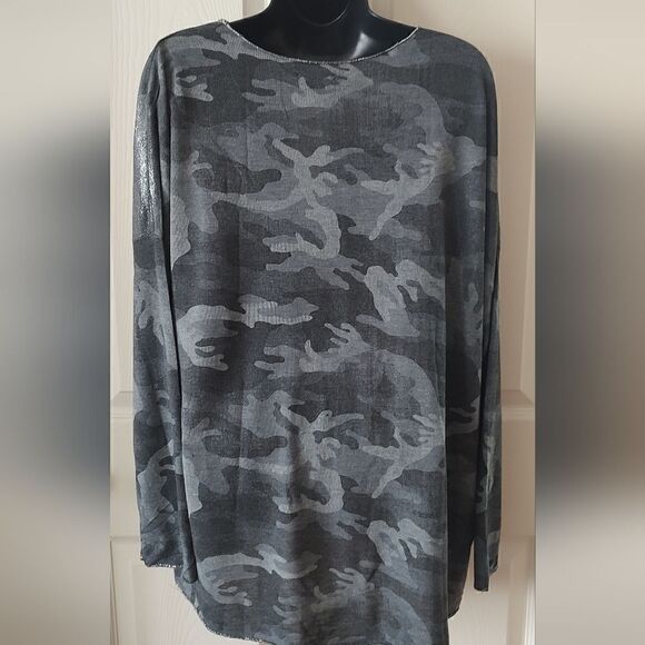 D-STYLE Women's Gray Camouflage Tunic With a Metallic Sheen Size S/M   Italy - Picture 4 of 6